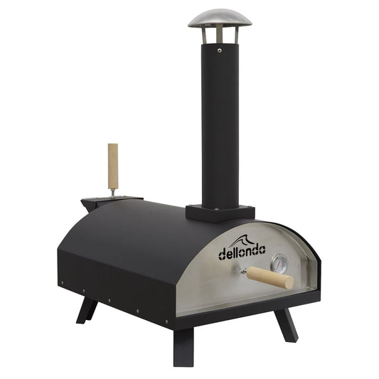 Dellonda Portable Wood-Fired 14" Pizza & Smoking Oven - Black/Stainless Steel DG10