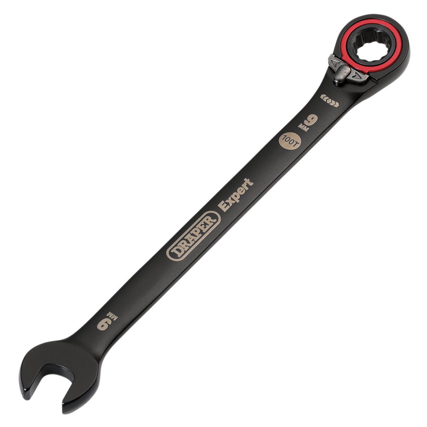 Draper Expert HI-TORQ  Metric Reversible Ratchet Combination Spanner 9mm, Black