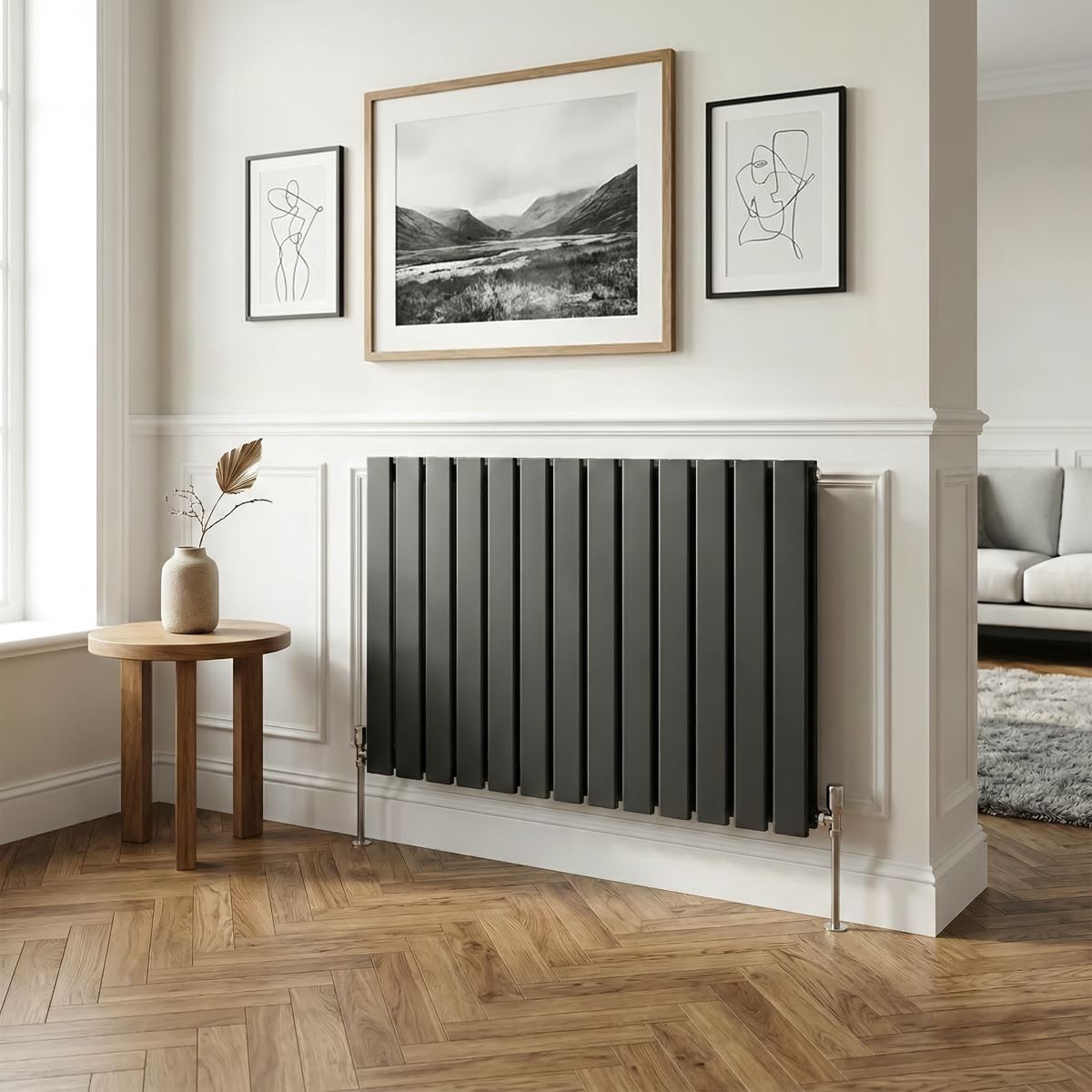 Baridi Horizontal Radiator Contemporary Double Flat Panel Design 600 x 910mm