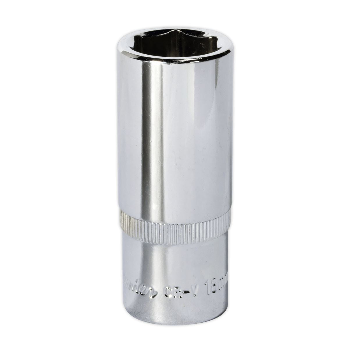 Sealey WallDrive Socket 18mm Deep 3/8"Sq Drive Fully Polished SP3818D