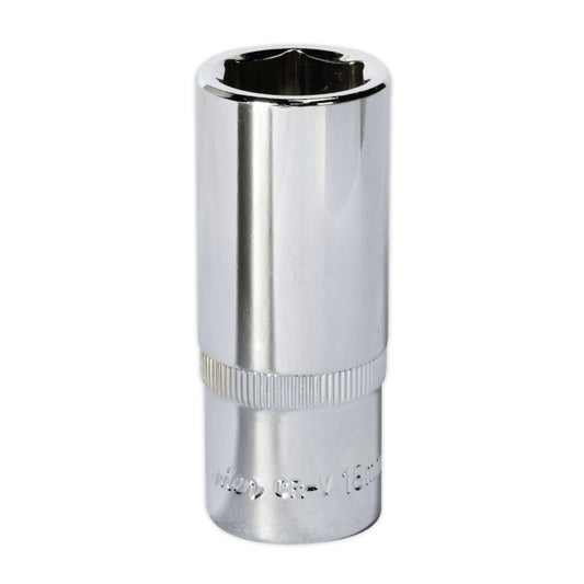Sealey WallDrive Socket 18mm Deep 3/8"Sq Drive Fully Polished SP3818D