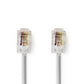 Nedis Telecom Cable RJ10 Male to RJ10 Male 2m White TCGP90100WT20