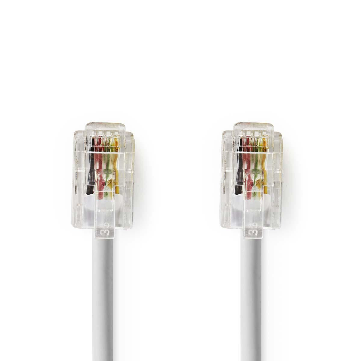 Nedis Telecom Cable RJ10 Male to RJ10 Male 2m White TCGP90100WT20