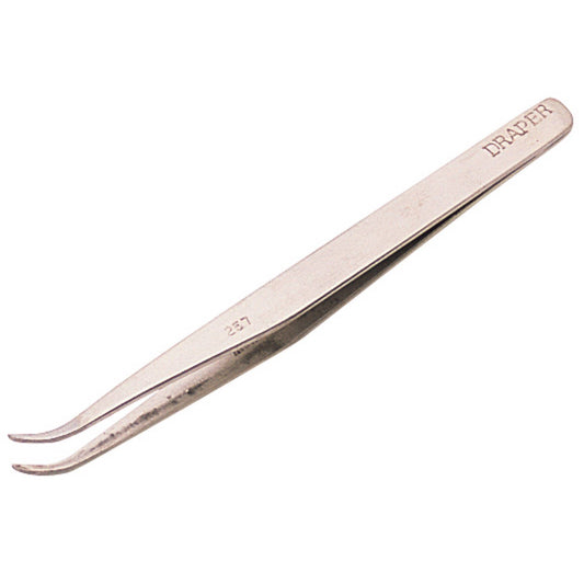 Draper 1x 120mm Fine Point Curved Tweezers Garage Professional Standard Tool - 19672