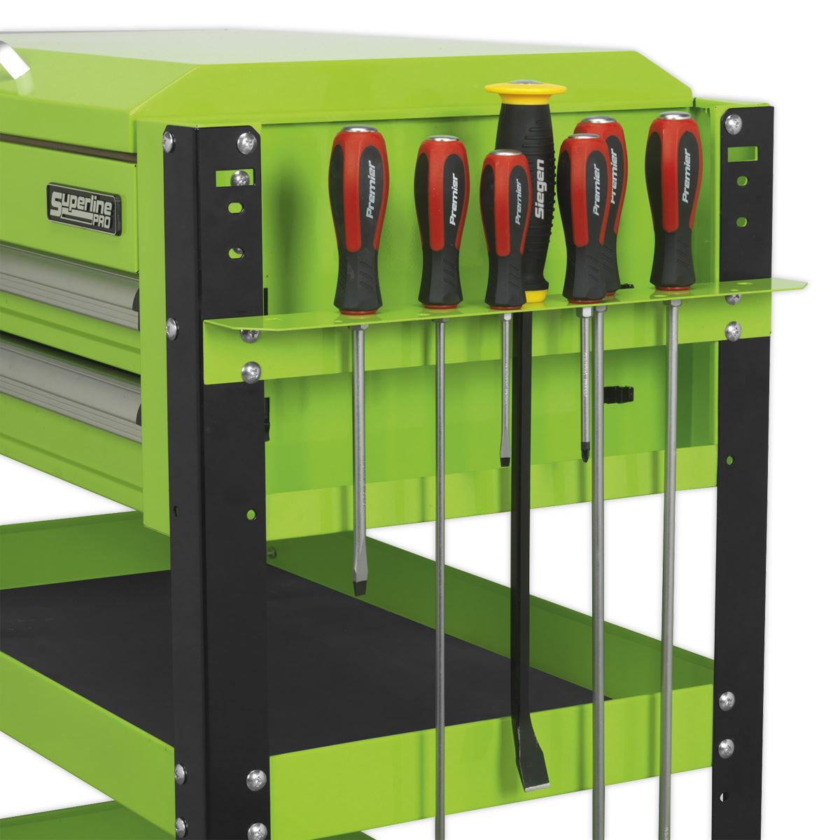 Sealey HD Mobile Tool & Parts Trolley 2 Drawer-Locking Top HV Green AP760MHV