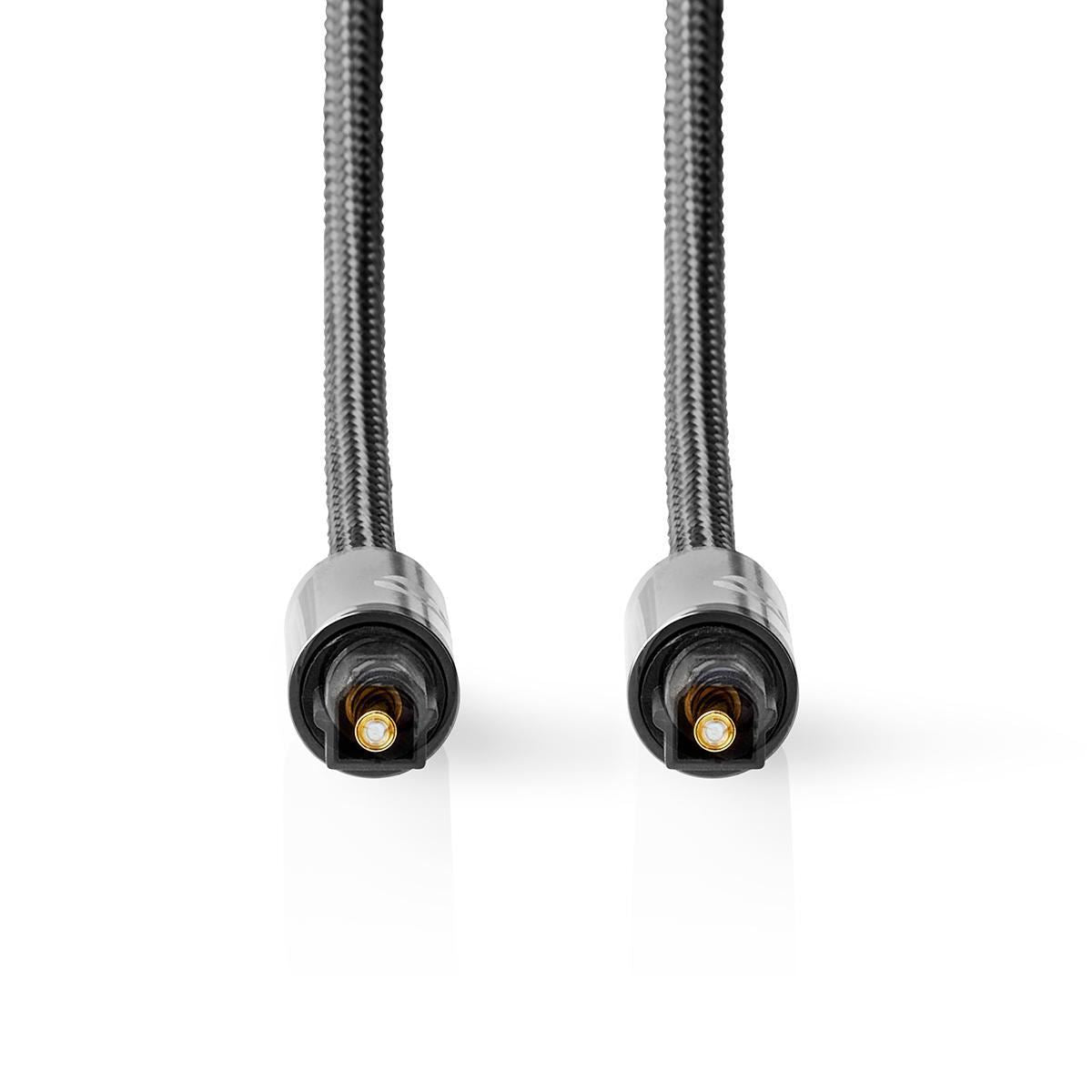 Nedis 1m Digital Audio Cable TosLink Male to TosLink Male Gun Metal Grey Braided - CATB25000GY10