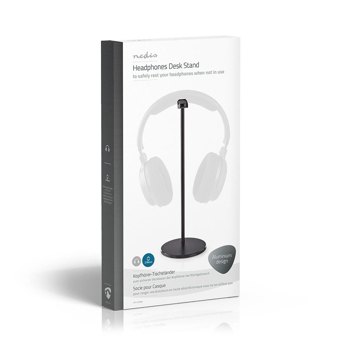Nedis Headphones Stand Aluminium Design 98 x 276mm Black HPST200BK