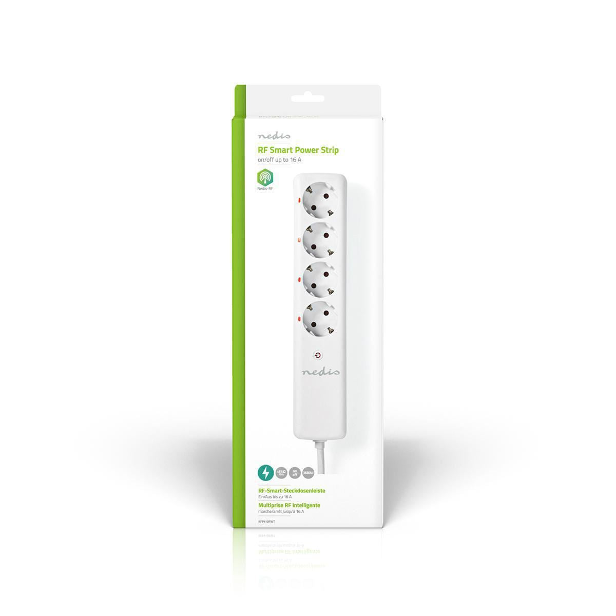 Nedis RF Power Strip 4x Schuko Type F 3680W European Extension Lead - RFP410FWT