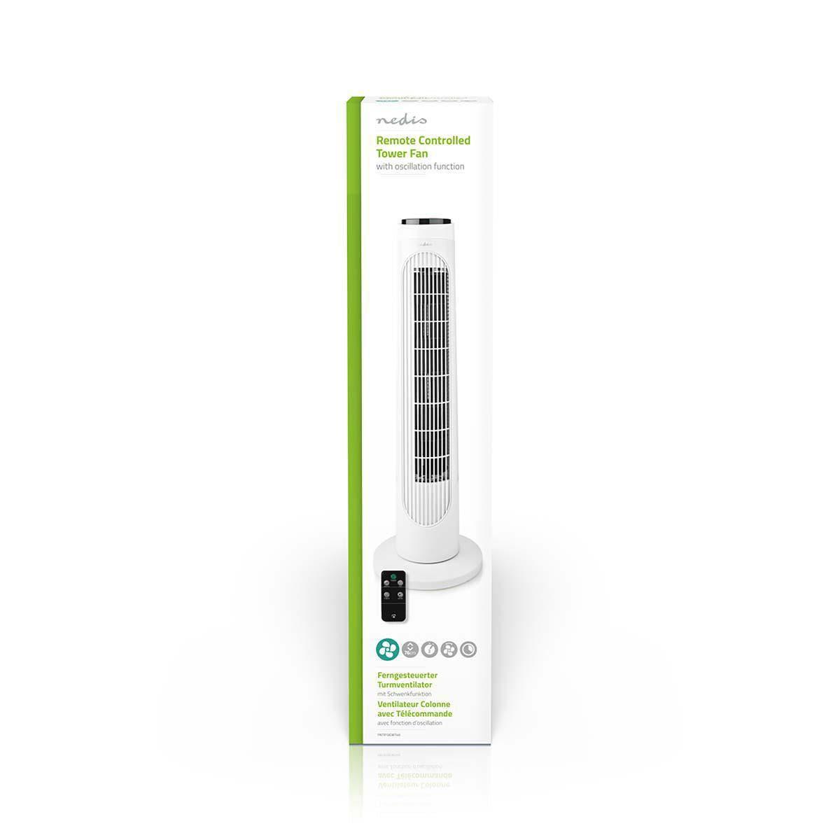 Nedis Tower Fan Height 76 cm 3-Speed Oscillation 50W Remote control White/Black - FNTR13CWT40