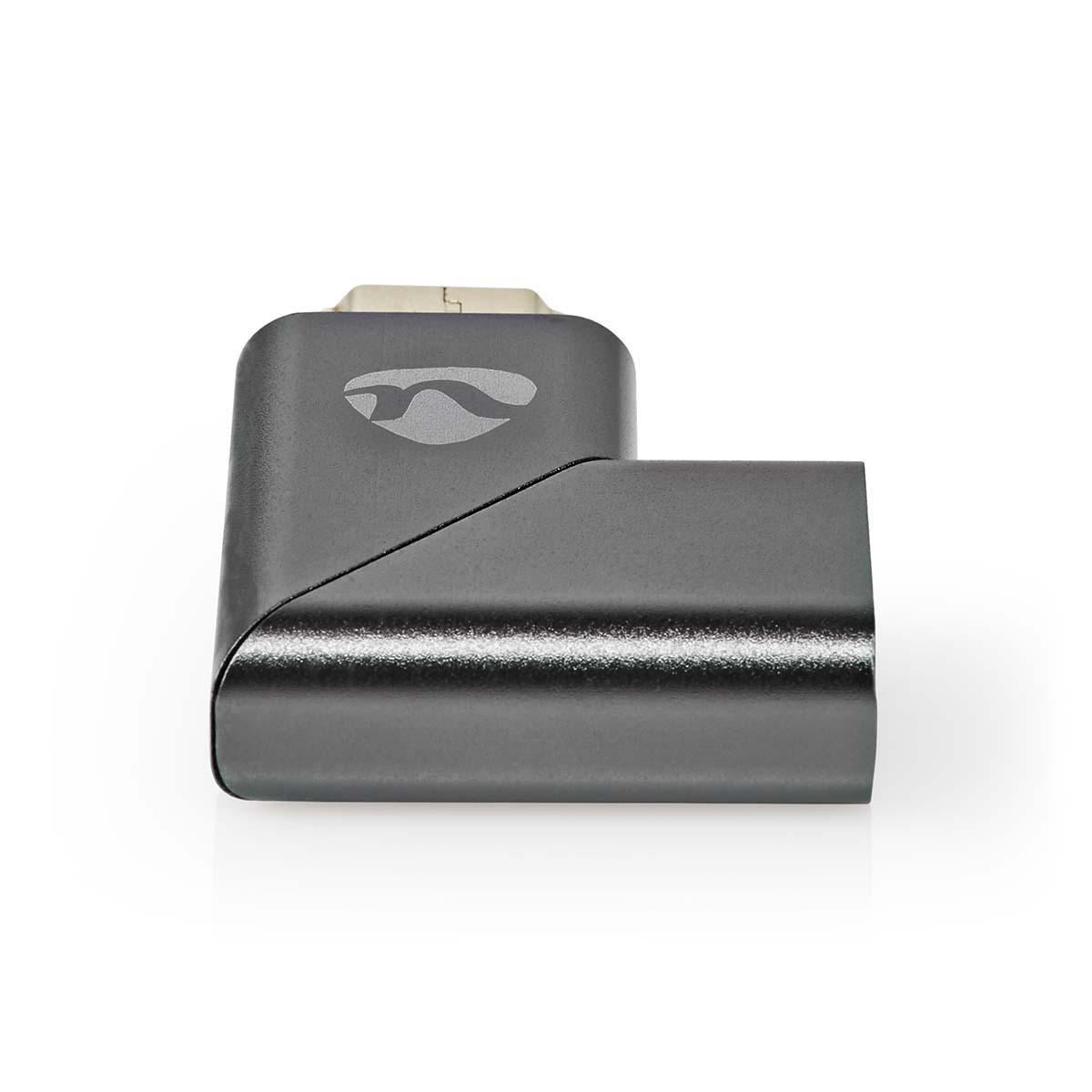 Nedis Left Angled HDMI Female to HDMI Male Coupler Gold Plated Gunmetal Grey - CVTB34903GY