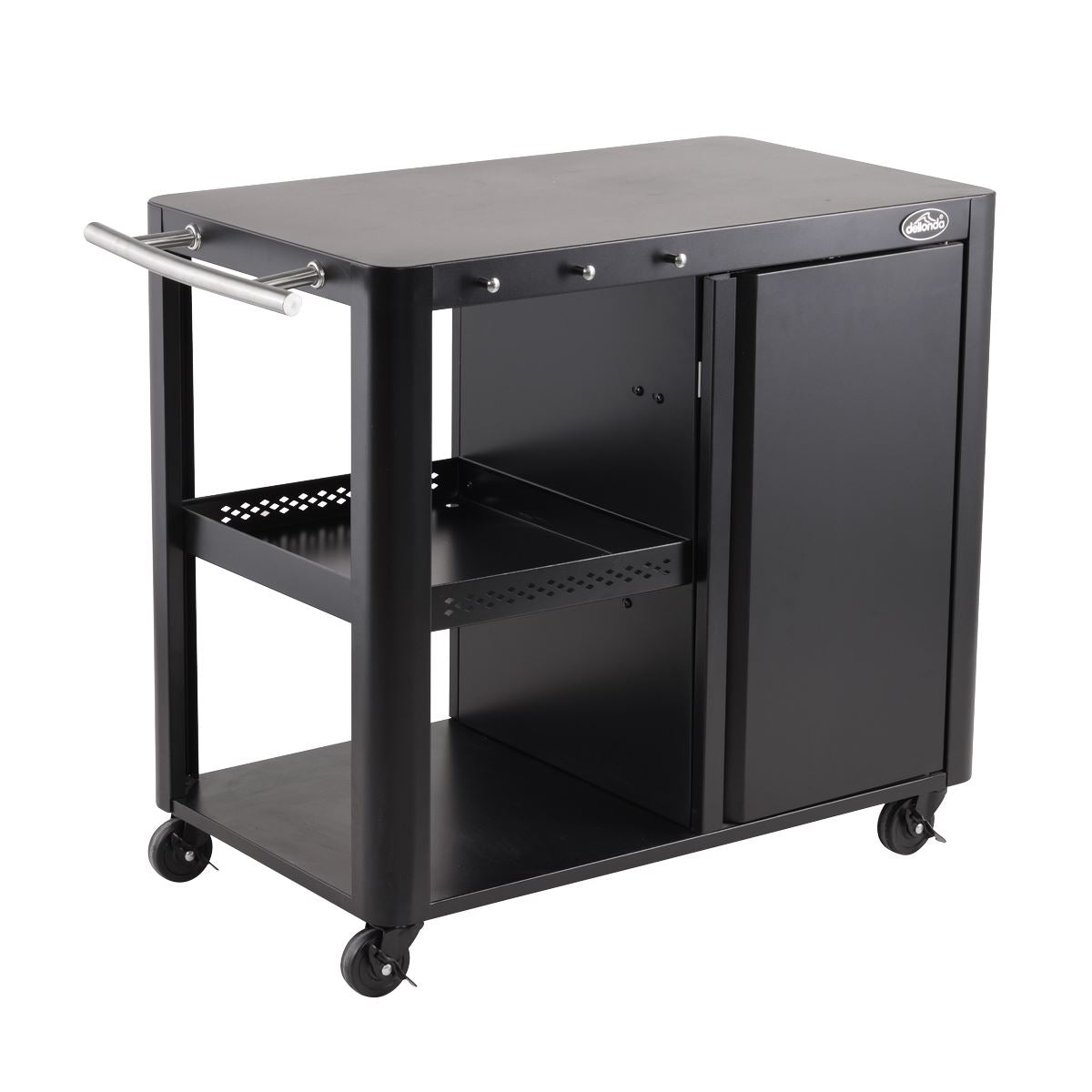 Dellonda BBQ/Plancha Workstation Trolley/Cupboard/Extension Table/Utensil Hooks