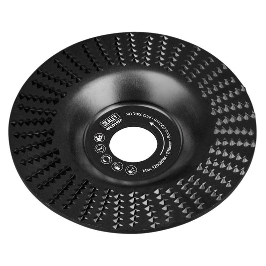 Sealey 115mm Flat Shape Wood Carving Disc 22mm Bore WCD115F