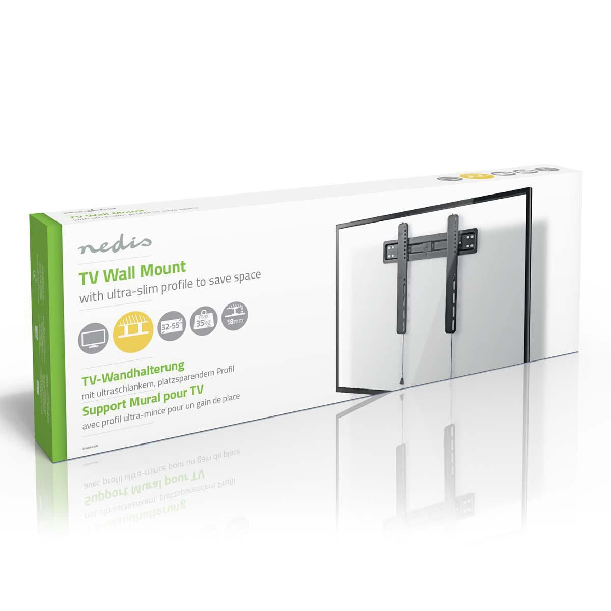 Nedis Fixed TV Wall Mount 32-55" Max 35 kg 18mm Wall Distance TVWM5030BK