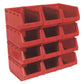 Sealey Plastic Storage Bin 210 x 355 x 165mm - Red Pack of 12 TPS412R