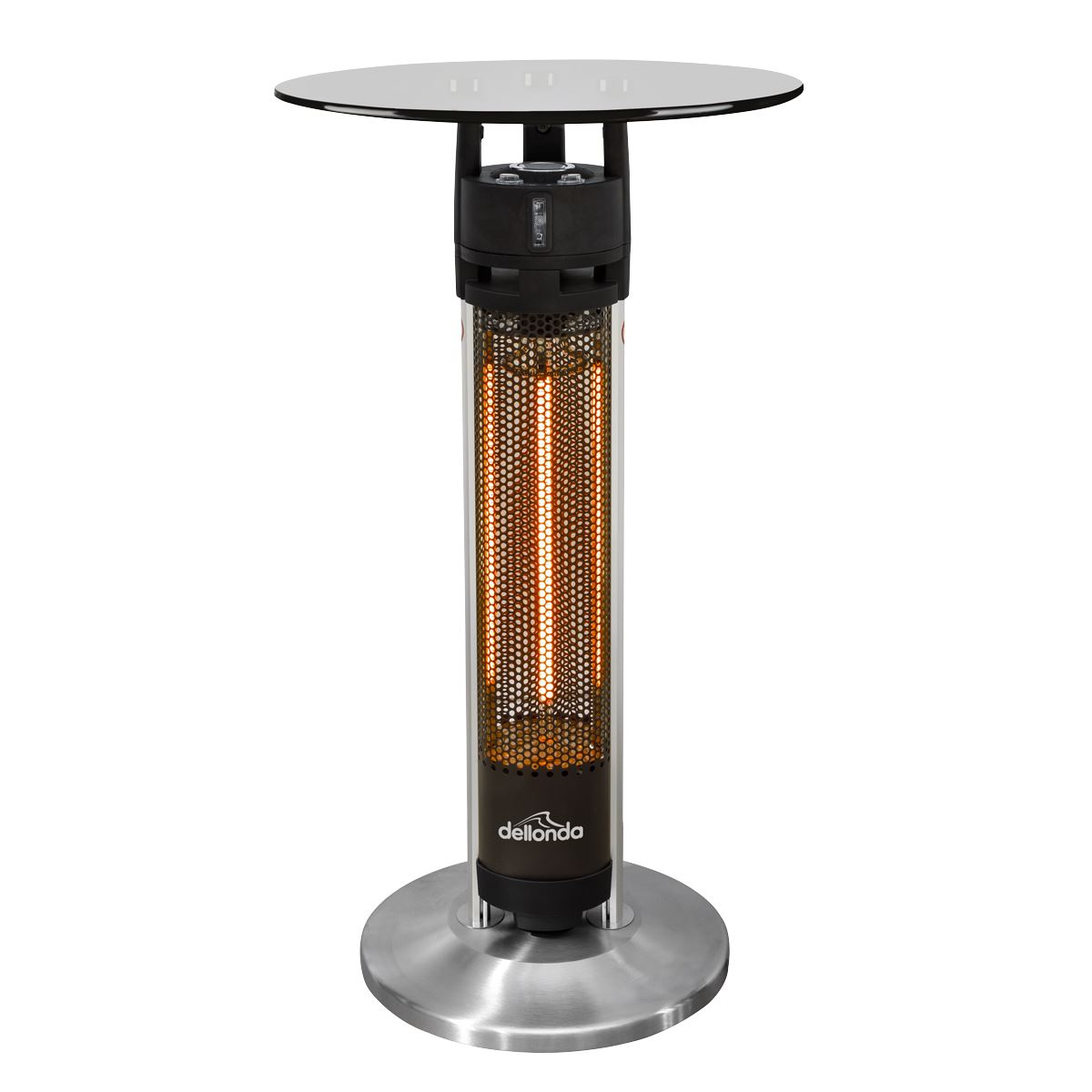 Dellonda Bistro Table with 1600W Heater, 95cm, Black/Stainless Steel DG63