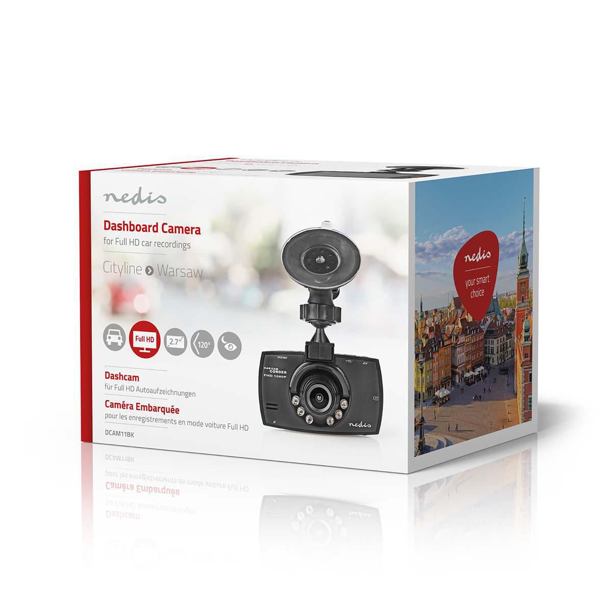 Nedis Dash Cam 1080p@30fps 12.0 MP 2.7" LCD Parking sensor Motion detection Dark - DCAM11BK