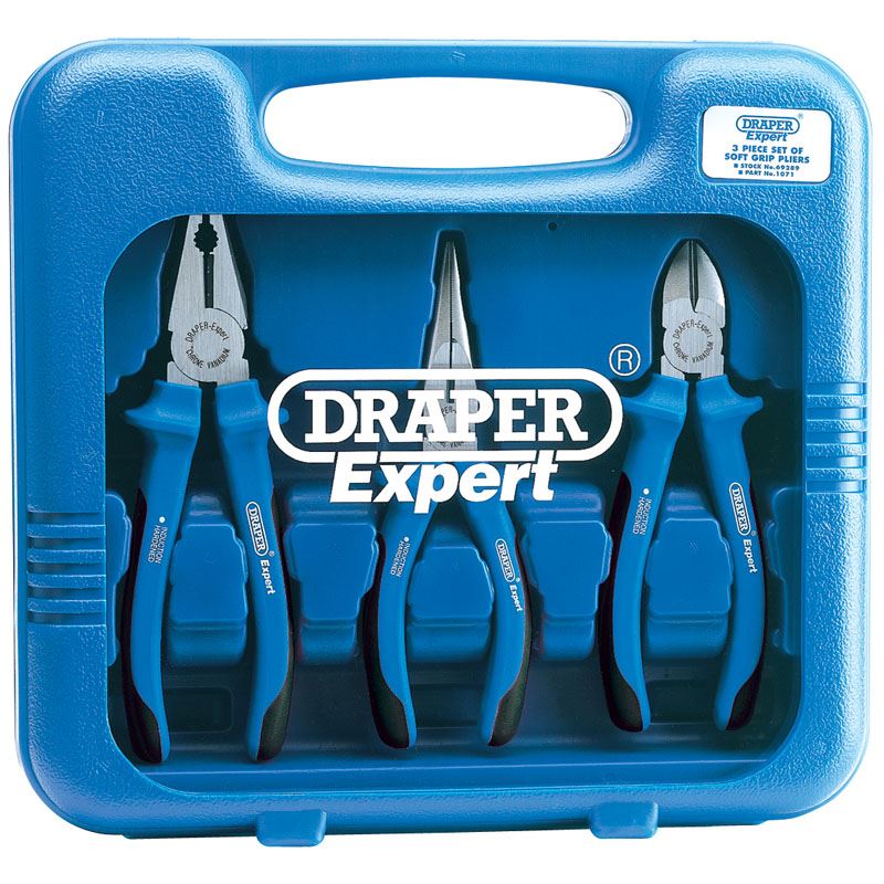 Draper 69289 Heavy Duty Soft Grip Pliers Set (3 Piece)