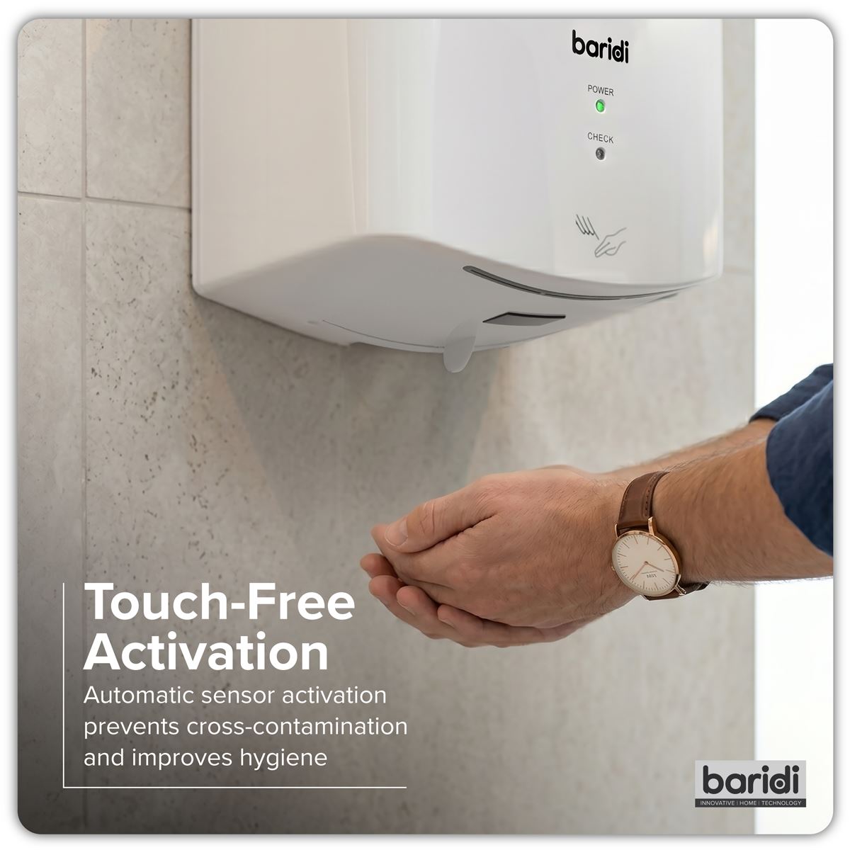 Baridi High Speed Hand Dryer with Auto Sensor 1400-1650W - White DH378