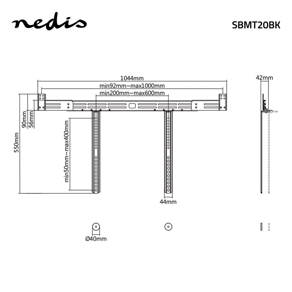 Nedis Soundbar Mount Fixed to TV Max. 10 kg - SBMT20BK