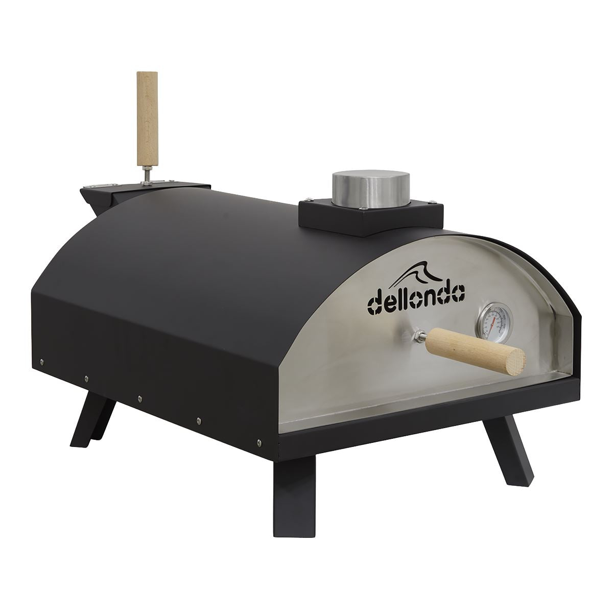 Dellonda Portable Wood-Fired 14" Pizza & Smoking Oven - Black/Stainless Steel DG10