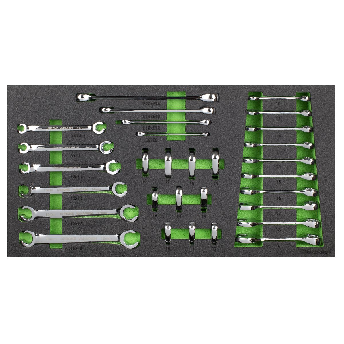 Sealey Siegen Tool Tray with Specialised Spanner Set 30pc - Metric S01274