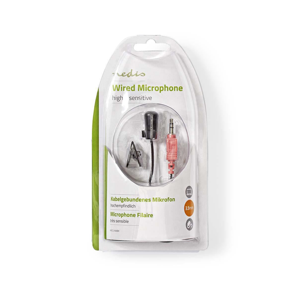 Nedis Wired Microphone Clip-on 3.5mm Black MICCJ100BK