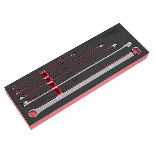 Sealey Premier Extra-Long Double End Ring Spanner Set in EVA Foam Tray 5pc