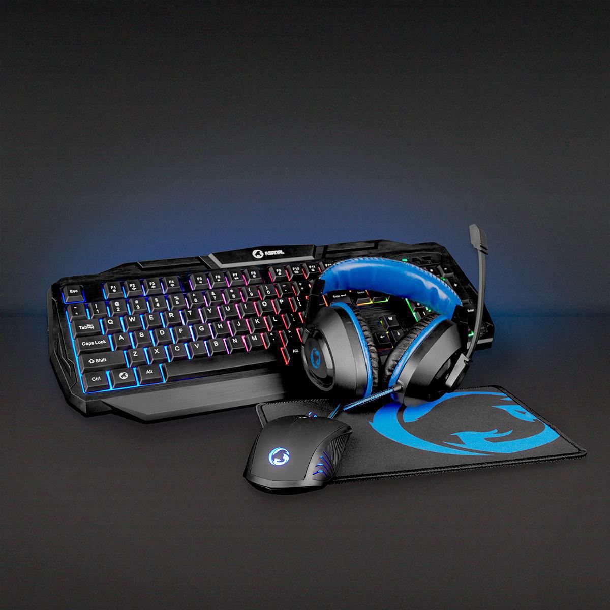 Gaming Combo Kit 4-in-1 Keyboard, Headset, Mouse & Mouse Pad French Layout Black
