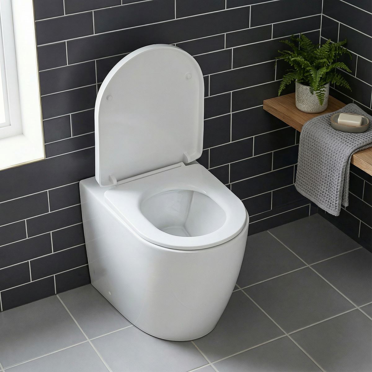 Baridi Back-to-Wall Toilet with Soft Close Seat & Rimless Flush � White DH334