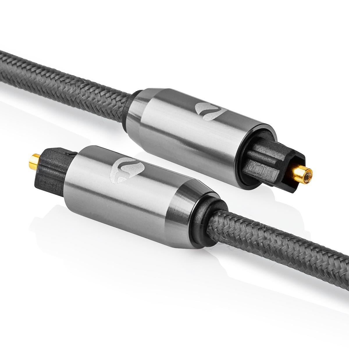Nedis 2m Digital Audio Cable TosLink Male to TosLink Male Gun Metal Grey Braided - CATB25000GY20