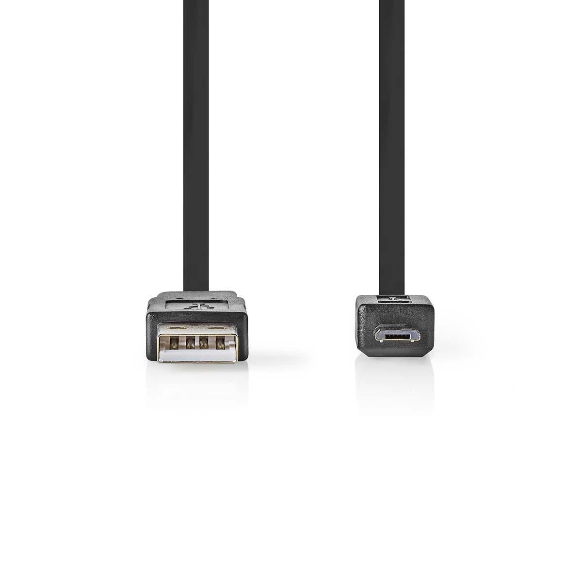 Nedis USB 2.0 Flat Cable A Male to Micro B Male 1m Black CCGP60410BK10