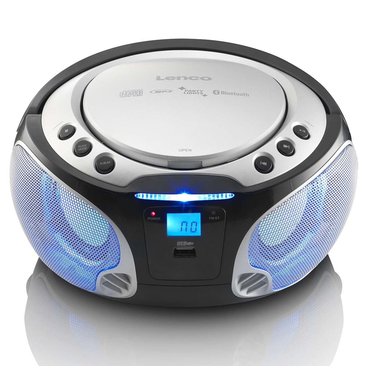 Lenco SCD-550SI Portable FM Radio CD/MP3/USB/Bluetooth player, Silver