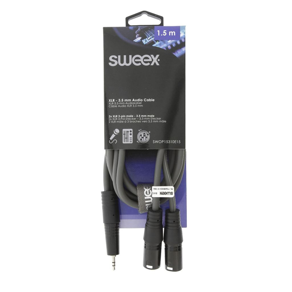 Sweex XLR Stereo Cable 2x XLR 3-Pin Male to 3.5mm Male 1.5m Dark Grey - COTH15310GY15