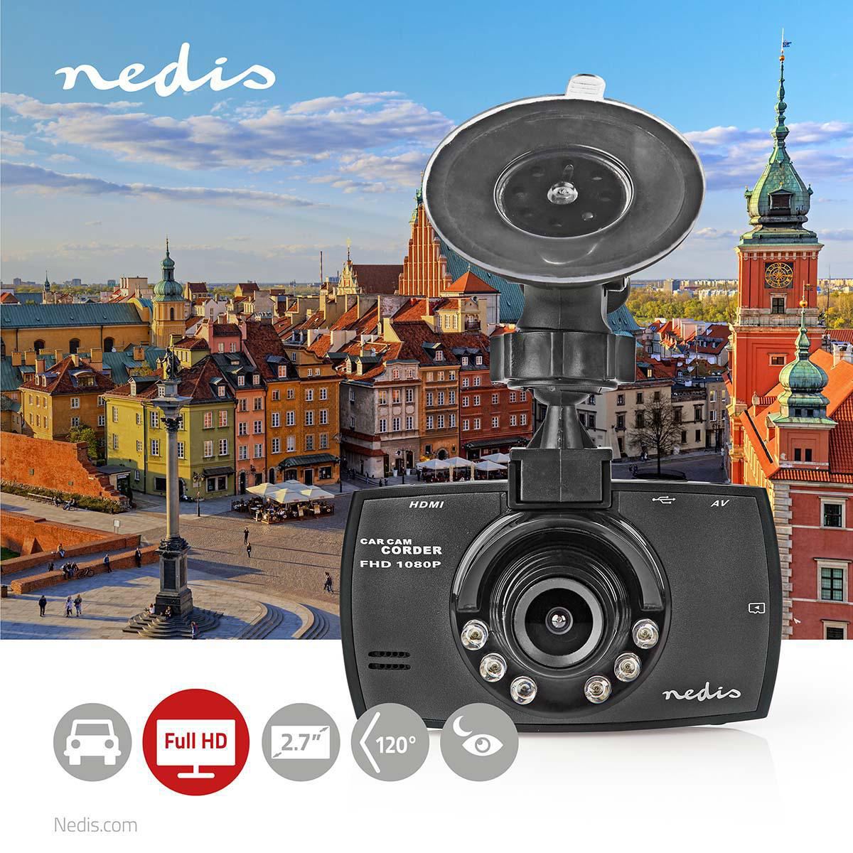Nedis Dash Cam 1080p@30fps 12.0 MP 2.7" LCD Parking sensor Motion detection Dark - DCAM11BK