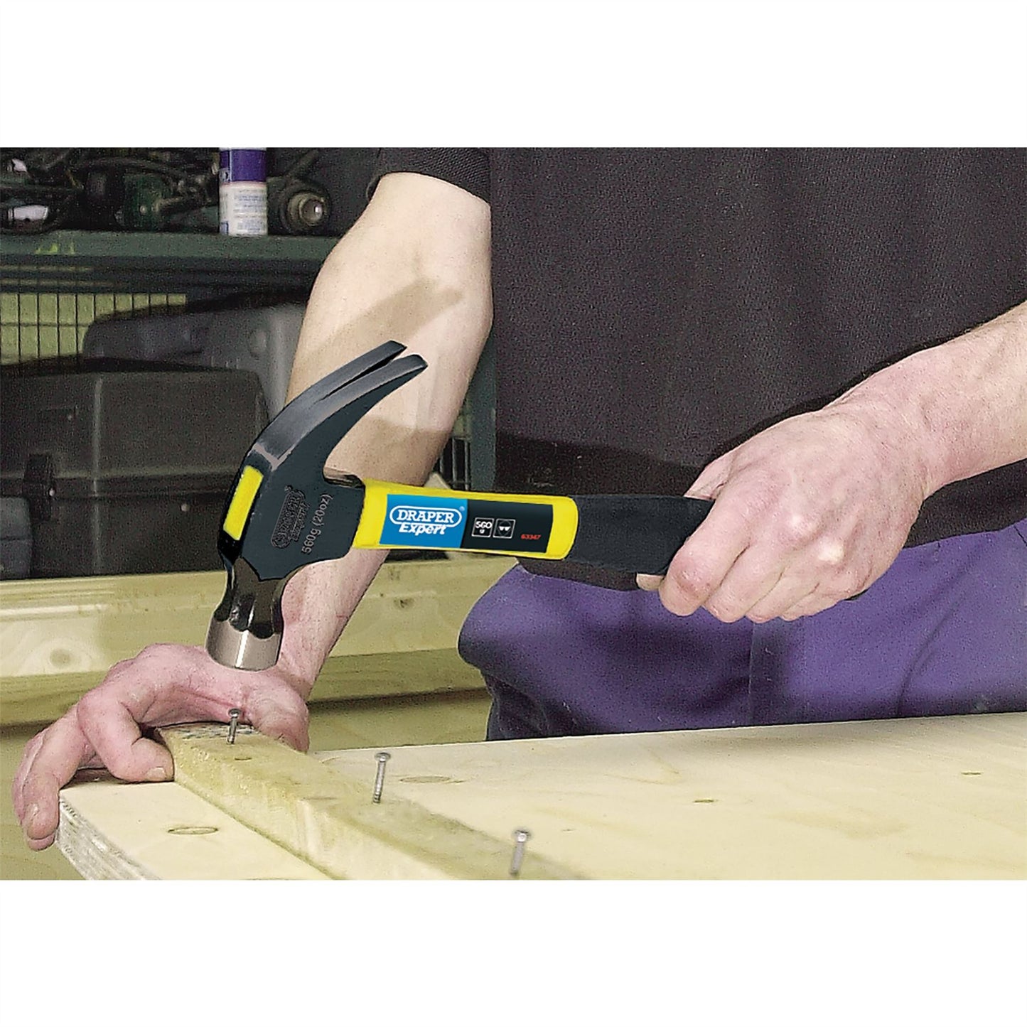 Draper 1x 560G (20oz) Fibreglass Shafted Claw Hammer Professional Tool 63347