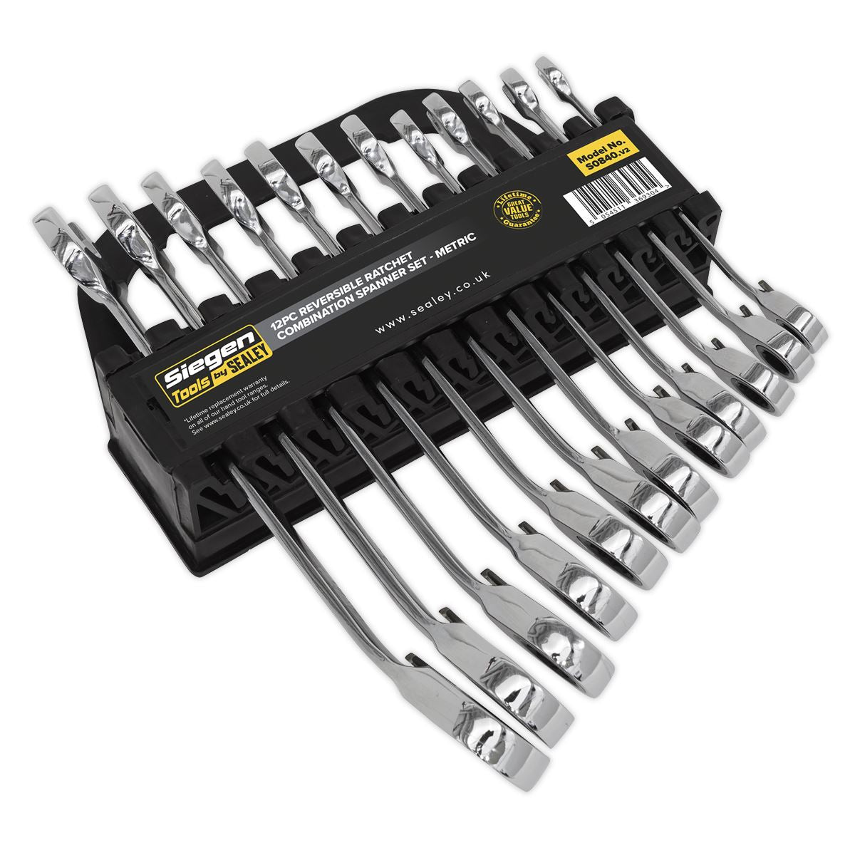 Sealey Reversible Ratchet Combination Spanner Set 12pc Metric S0840