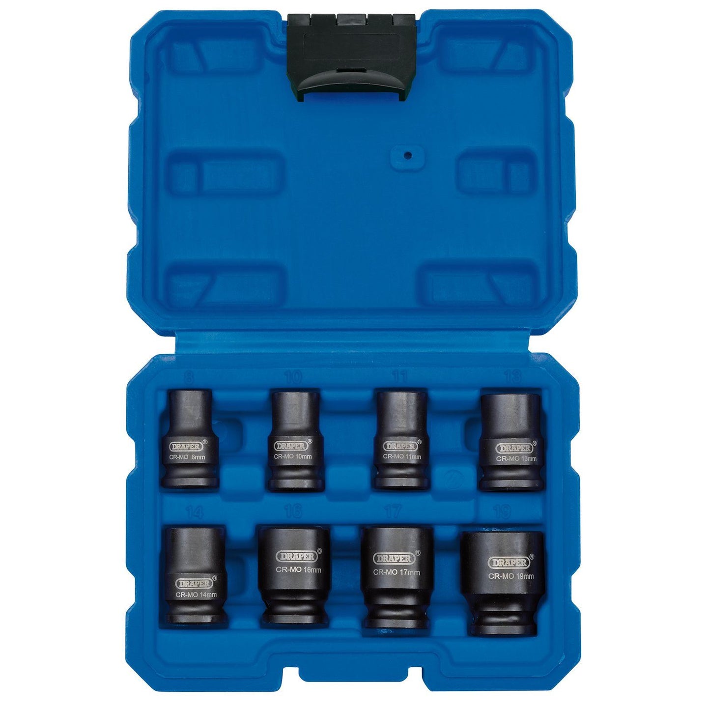 Draper 8 Piece 3/8" Sq 8mm-19mm Metric Impact Wrench/Driver Hex Socket Set 83089
