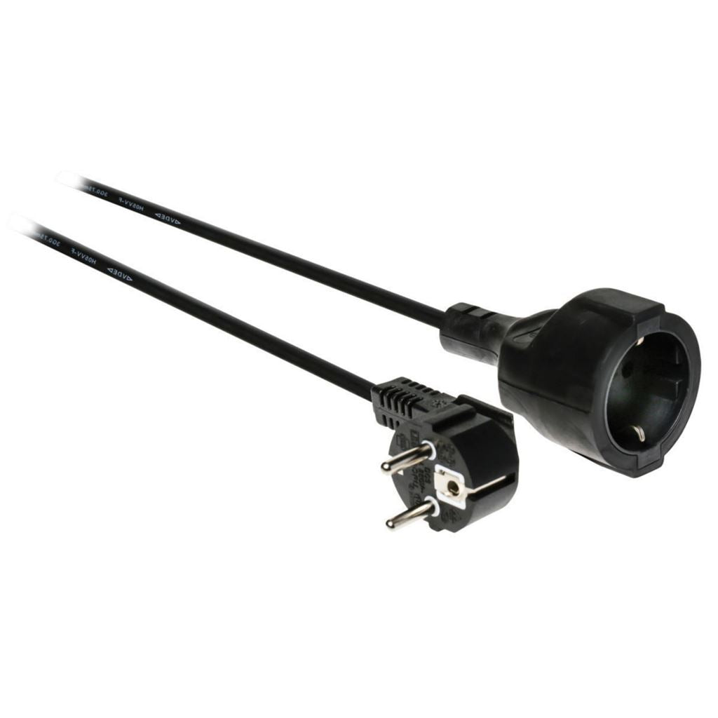 Valueline Power cable Schuko hooked male to Schuko straight female 3m black - CEGP10230BK30