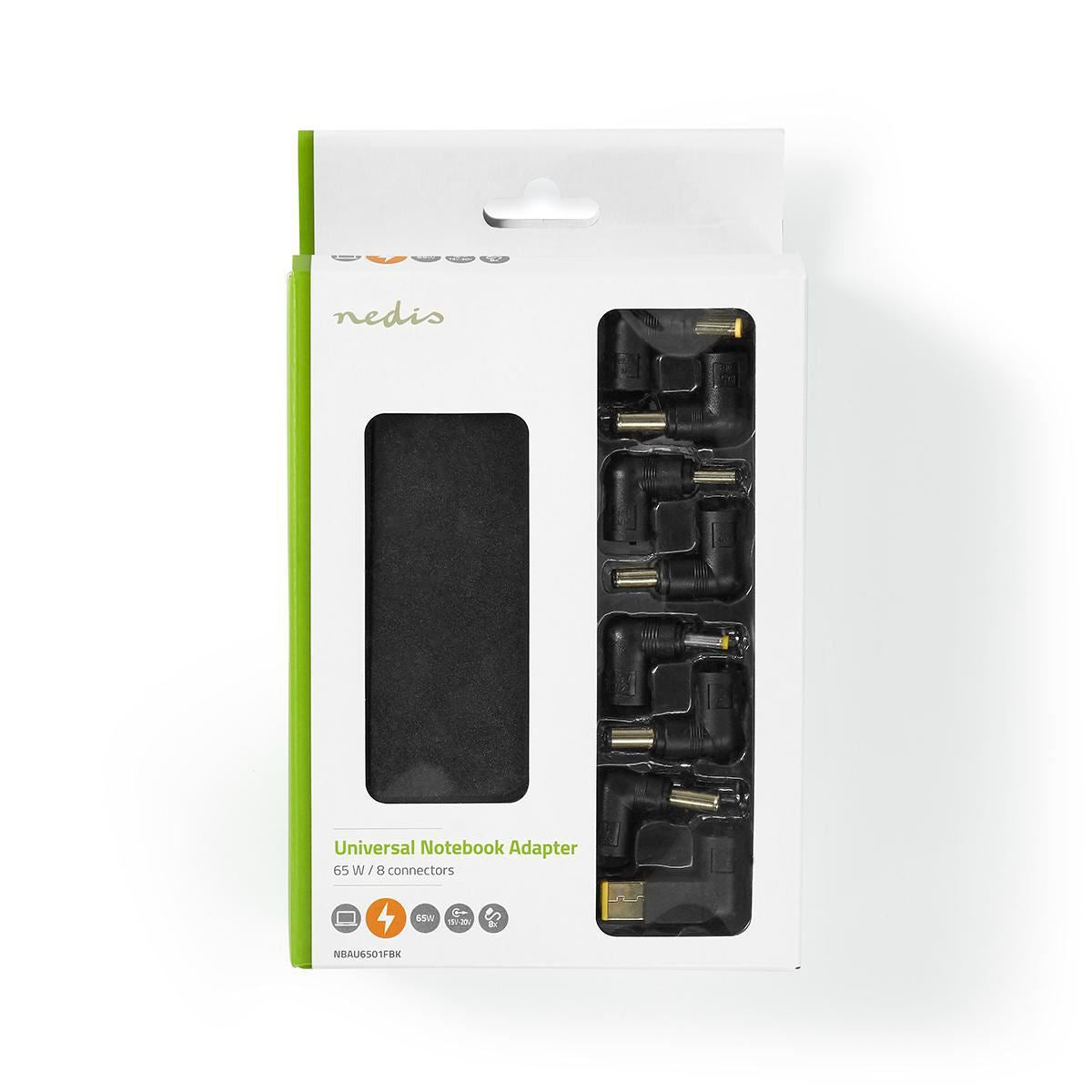 Nedis Notebook Adapter Universal 8 Connectors 65W Output 15V to 20V/4 A (Max.) - NBAU6501FBK