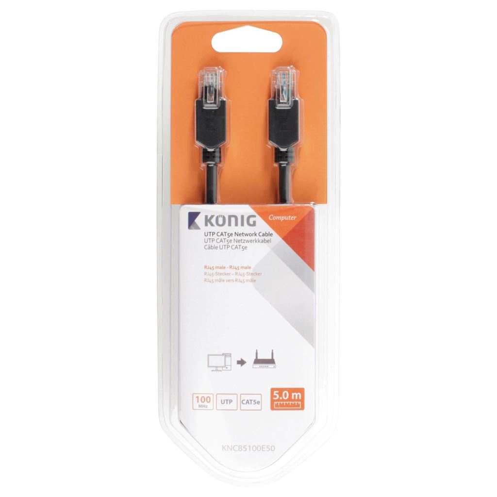 Konig UTP CAT5e network cable RJ45 male to male 5m grey