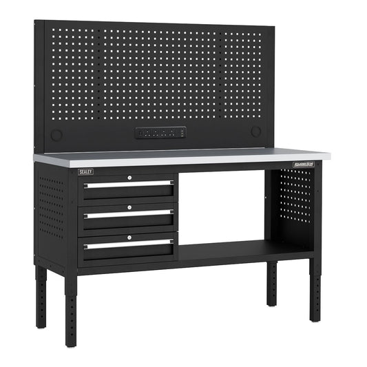 Sealey Superline Modular Workbench with 3 Drawers Stainless Steel Worktop 1525mm