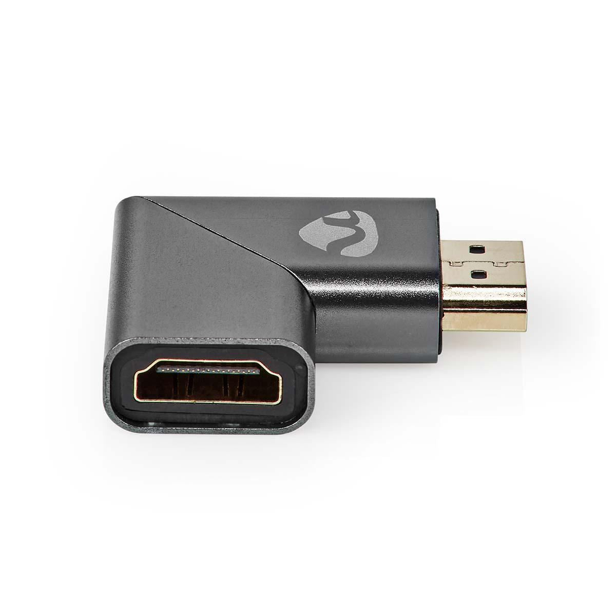 Nedis Left Angled HDMI Female to HDMI Male Coupler Gold Plated Gunmetal Grey - CVTB34903GY