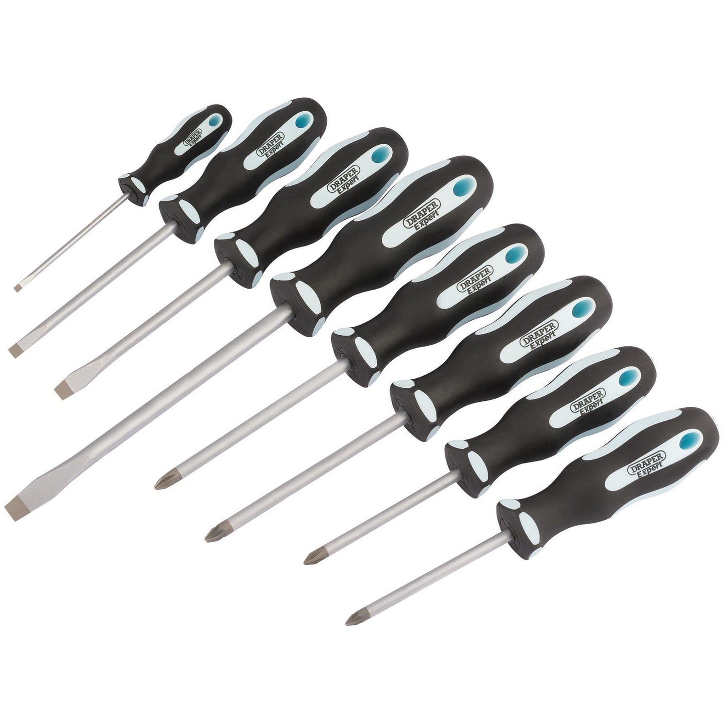 Draper Expert Soft Grip Screwdriver Set Plain/Cross Slot, PZ Type (8 Piece) - 63589