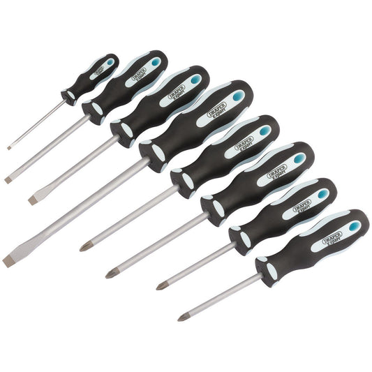 Draper Expert Soft Grip Screwdriver Set Plain/Cross Slot, PZ Type (8 Piece) - 63589
