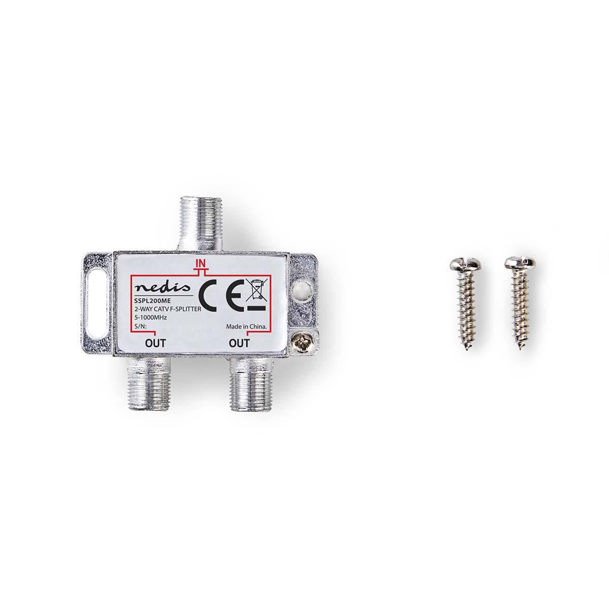 Nedis CATV F-Splitter Max 4.2 dB gain 5 to 1000 MHz 2 Outputs - SSPL200ME