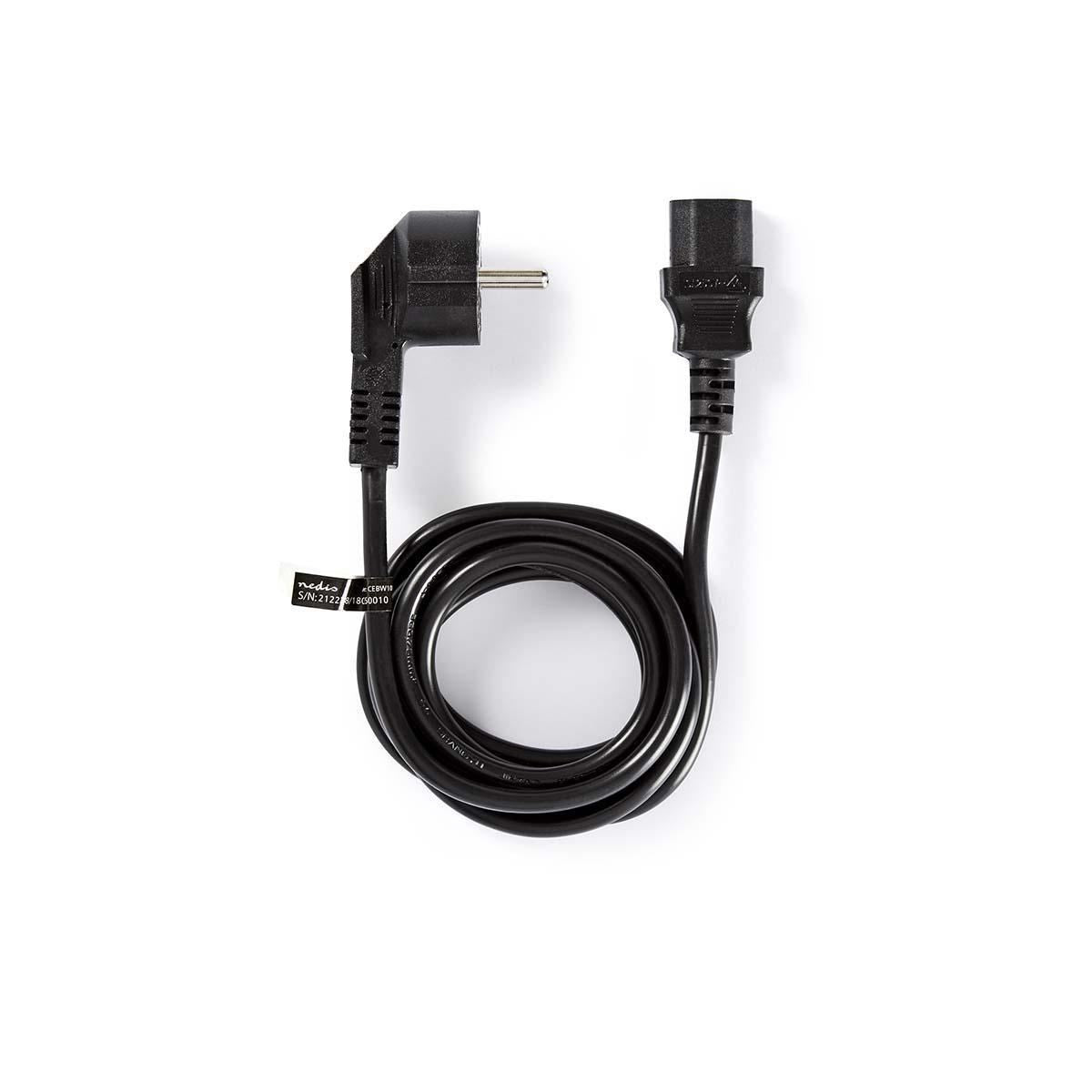 Nedis Power Cable Schuko Male Angled to C13 (IEC-320-C13) 2m Black - CEBW10000BK20