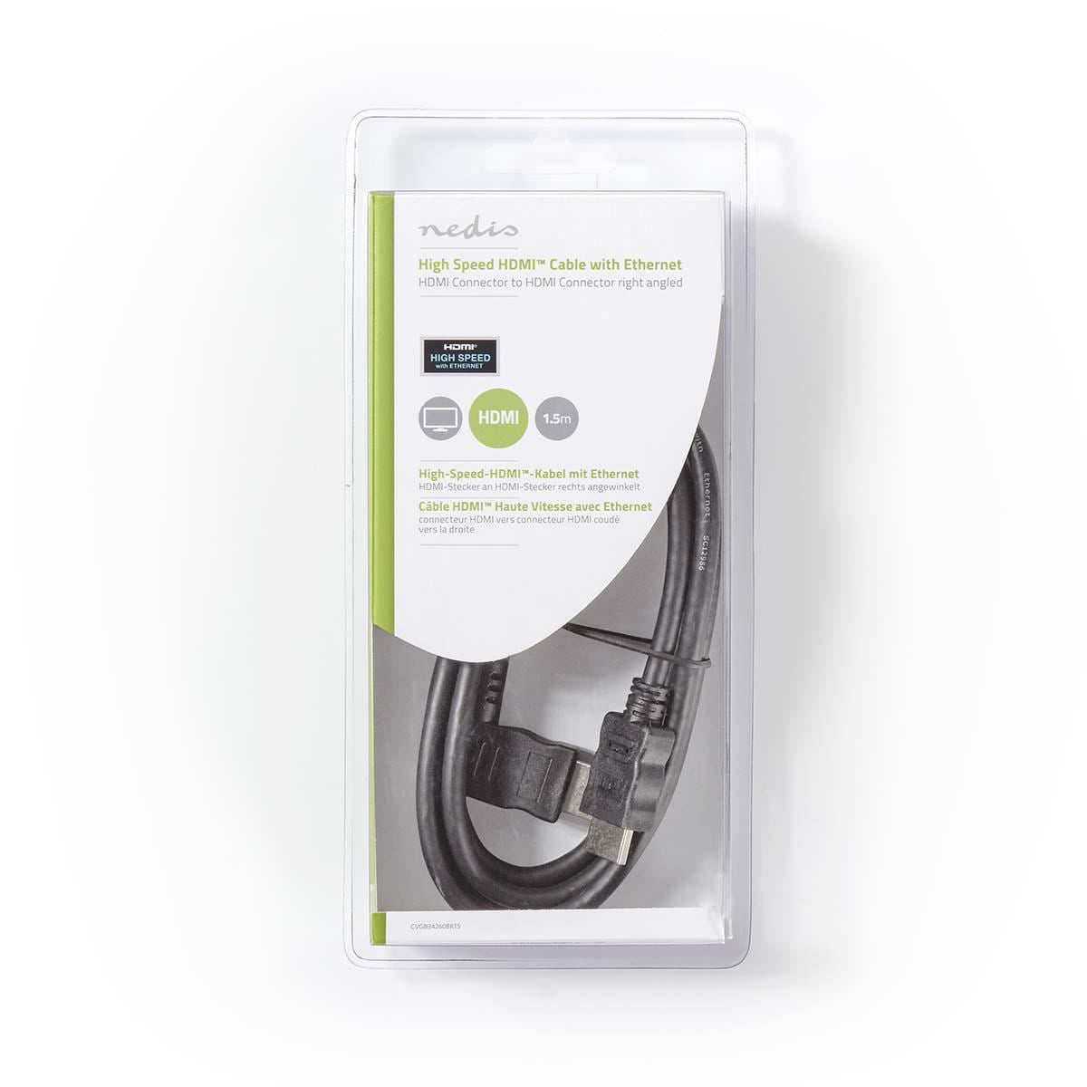 High Speed HDMI Cable  Connector to HDMI Connector Right Angled 1.5m - CVGB34260BK15