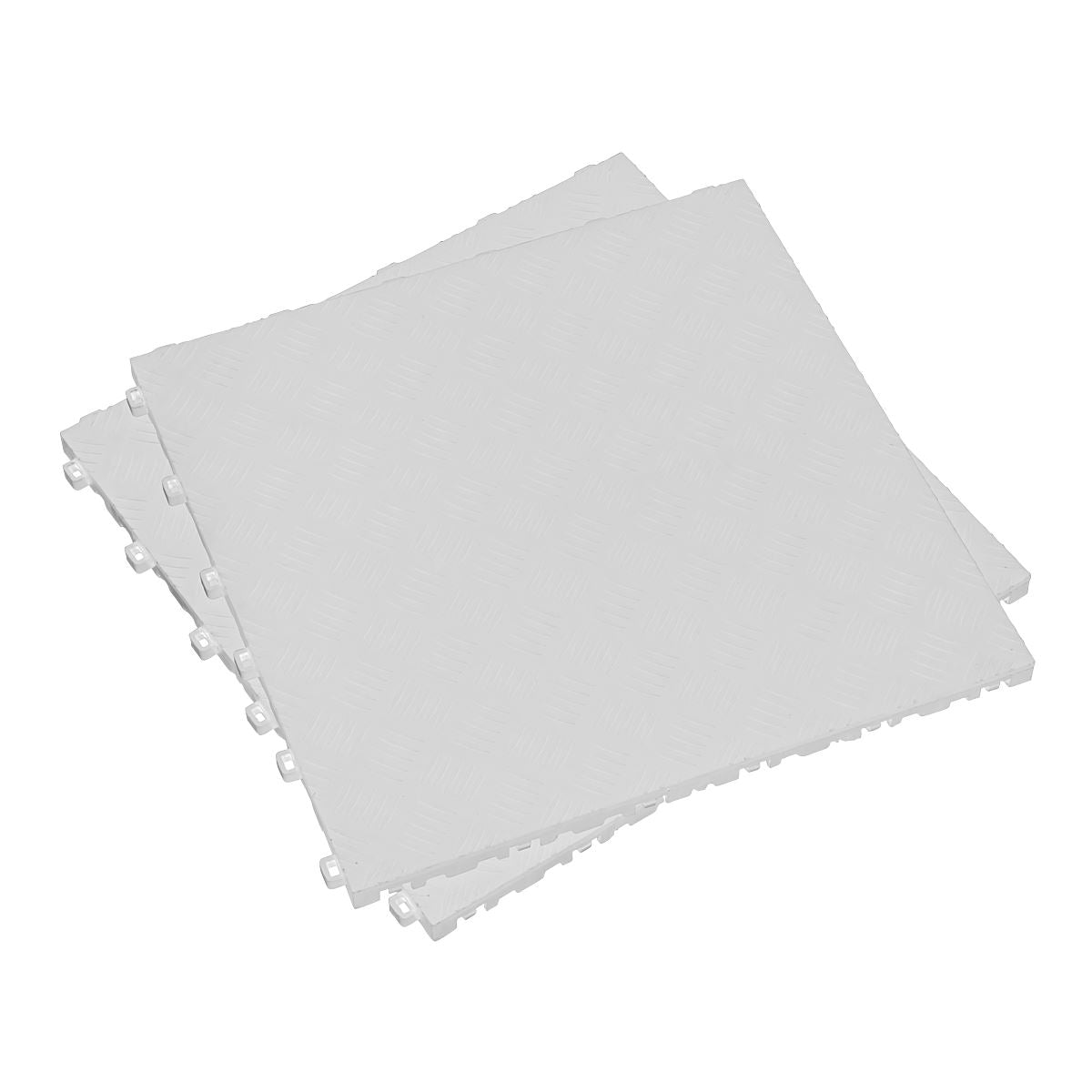 Sealey Polypropylene Floor Tile-White Treadplate 400x400mm Pk of 9 FT3W