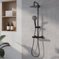 Baridi Thermostatic Shower Mixer Set, 20cm Round Head, Adjustable Rail - Black