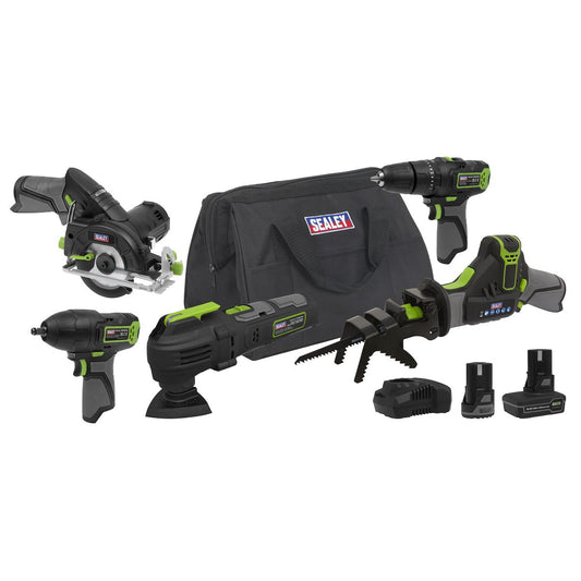 Sealey 5 x 10.8V SV10.8 Series Cordless Combo Kit - 2 Batteries CP108VCOMBO8